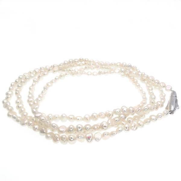 Tasaki SV Pearl Necklace with 3 to 4.5mm pearls on 82cm silver chain weighing 15.5g