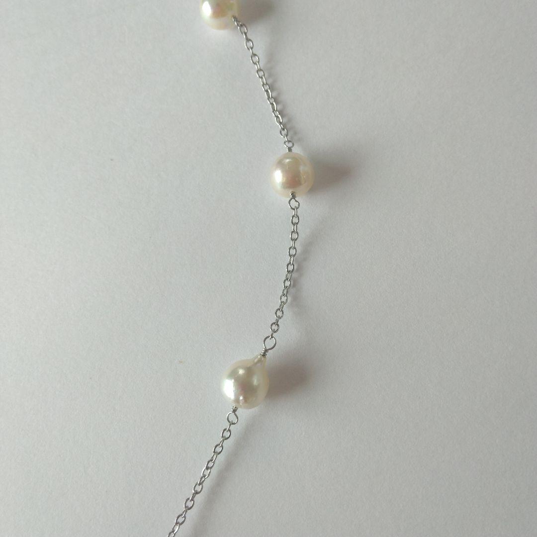 Uwa Island Akoya 8.5mm Rose Shell Station Y-Shaped Necklace with stainless steel chain and rose shell accents