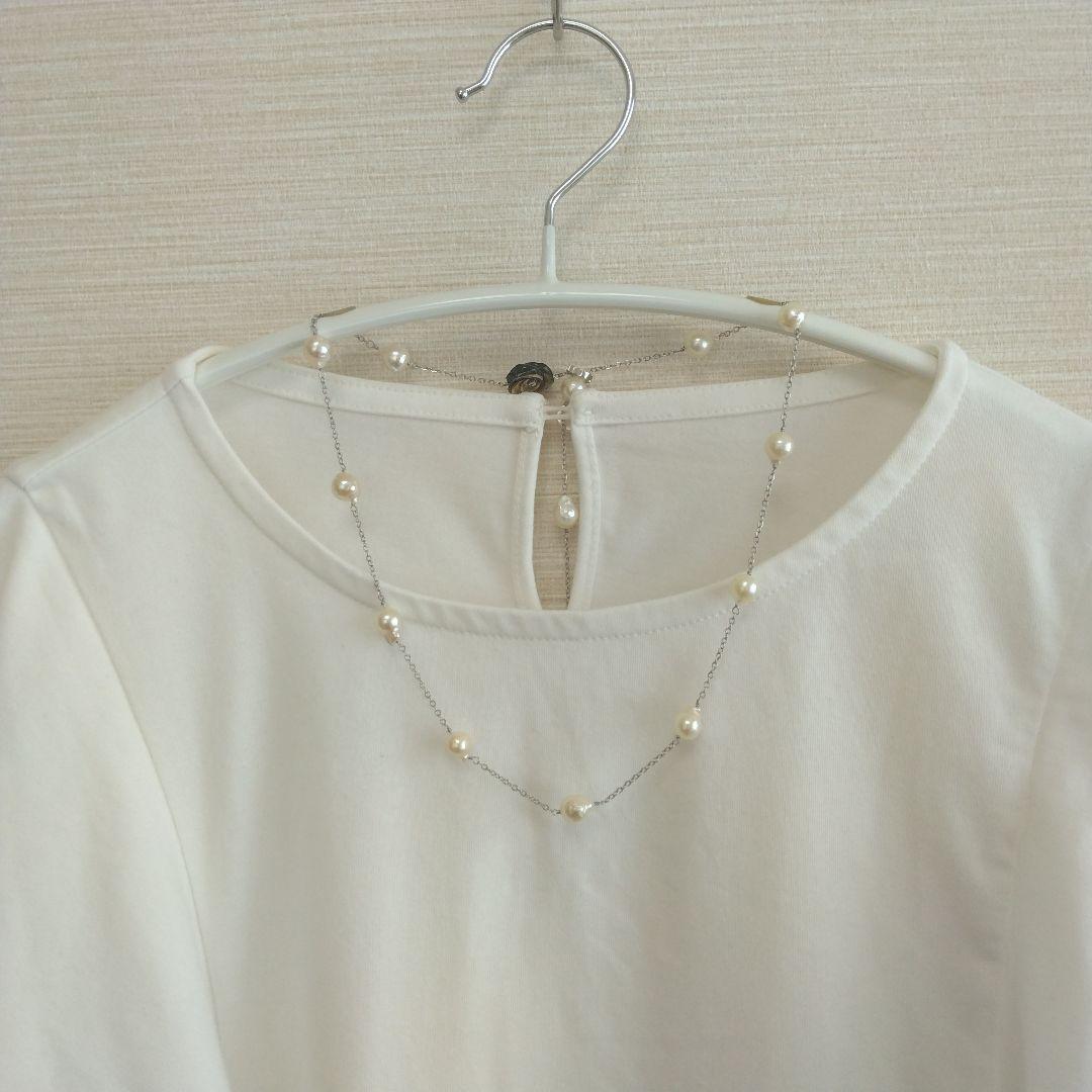 Uwa Island Akoya 8.5mm Rose Shell Station Y-Shaped Necklace with stainless steel chain and rose shell accents