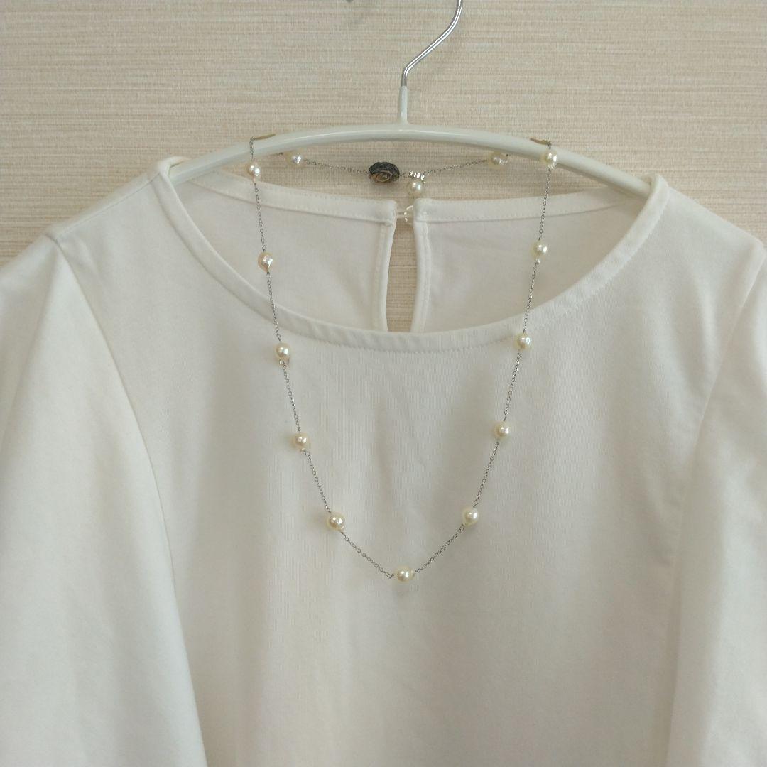 Uwa Island Akoya 8.5mm Rose Shell Station Y-Shaped Necklace with stainless steel chain and rose shell accents