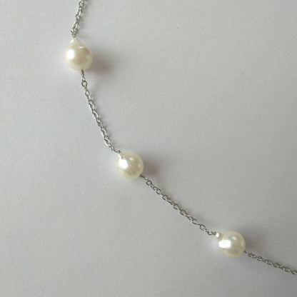 Uwa Island Akoya 8.5mm Rose Shell Station Y-Shaped Necklace with stainless steel chain and rose shell accents