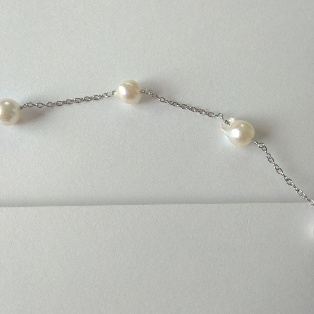 Uwa Island Akoya 8.5mm Rose Shell Station Y-Shaped Necklace with stainless steel chain and rose shell accents