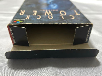 SFC Super Famicom Clock Tower game cartridge with original box showing wear and scratches
