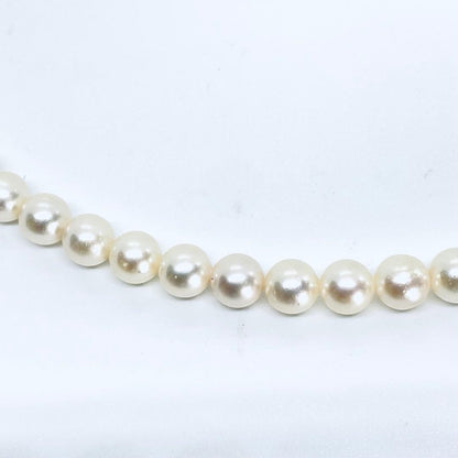 Akoya pearl necklace with 7mm-8mm white and cream round pearls, 44cm length, silver bead one-touch clasp