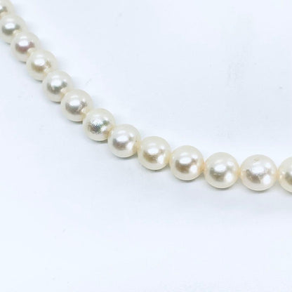Akoya pearl necklace with 7mm-8mm white and cream round pearls, 44cm length, silver bead one-touch clasp