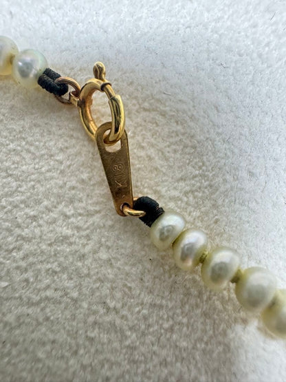 K18 Akoya Pearl Baby Pearl Necklace featuring 3.6mm pearls on a 42cm chain with K18 clasp