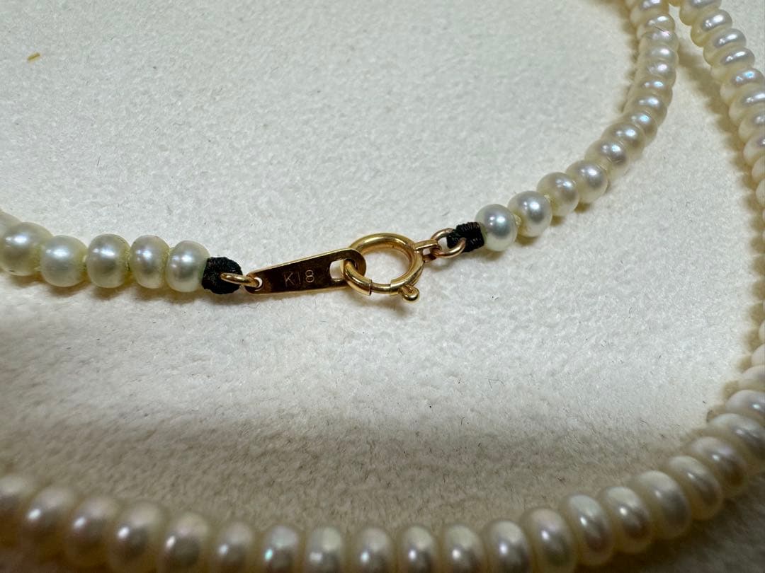 K18 Akoya Pearl Baby Pearl Necklace featuring 3.6mm pearls on a 42cm chain with K18 clasp