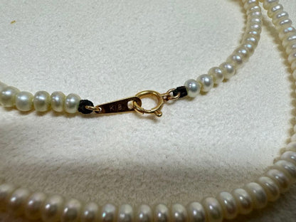 K18 Akoya Pearl Baby Pearl Necklace featuring 3.6mm pearls on a 42cm chain with K18 clasp