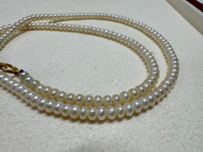 K18 Akoya Pearl Baby Pearl Necklace featuring 3.6mm pearls on a 42cm chain with K18 clasp