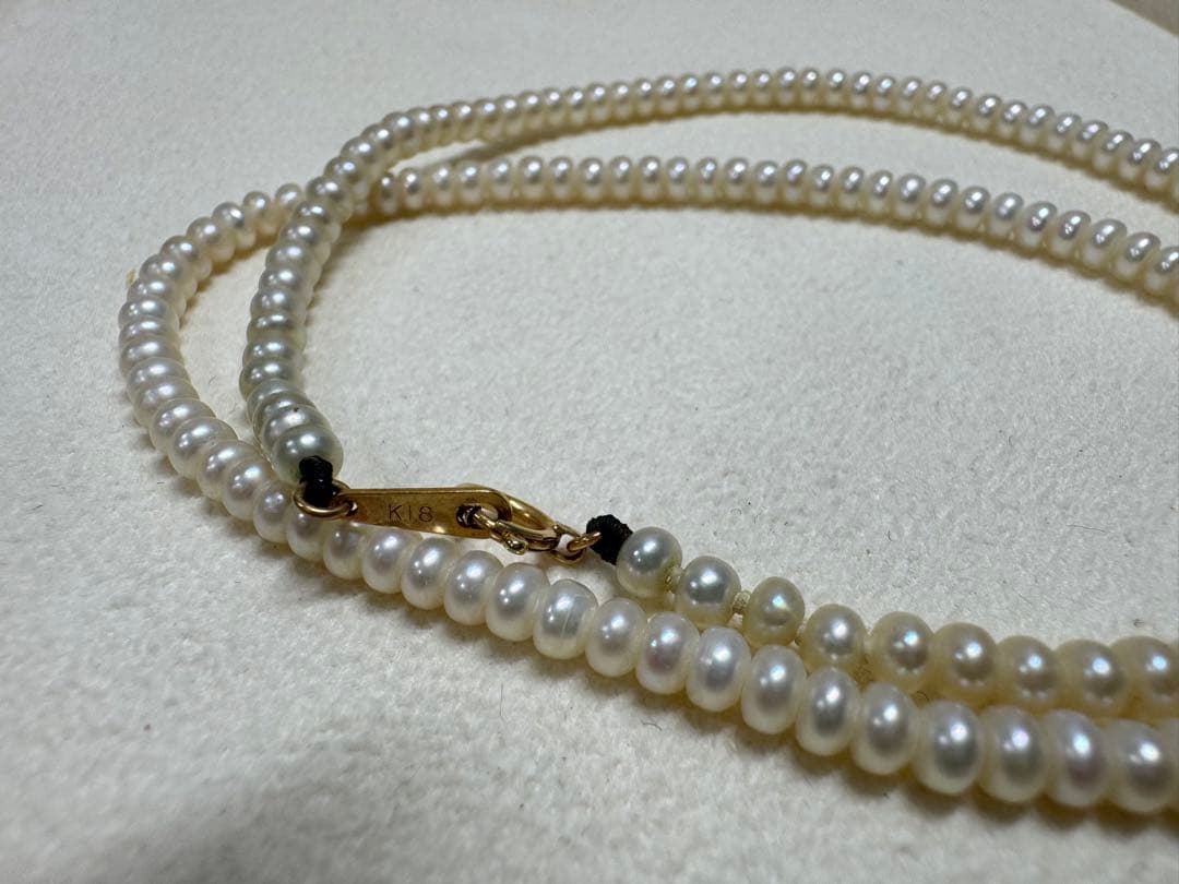 K18 Akoya Pearl Baby Pearl Necklace featuring 3.6mm pearls on a 42cm chain with K18 clasp