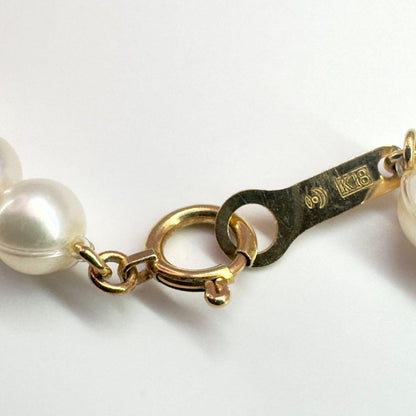 Tasaki K18 pearl necklace triple strand wire design 40cm length with pearls 3.0-5.2mm and box