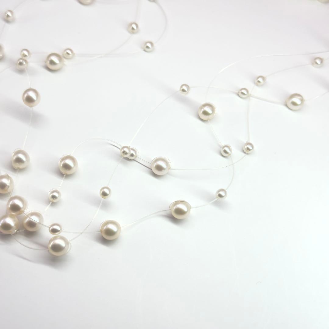 Tasaki K18 pearl necklace triple strand wire design 40cm length with pearls 3.0-5.2mm and box