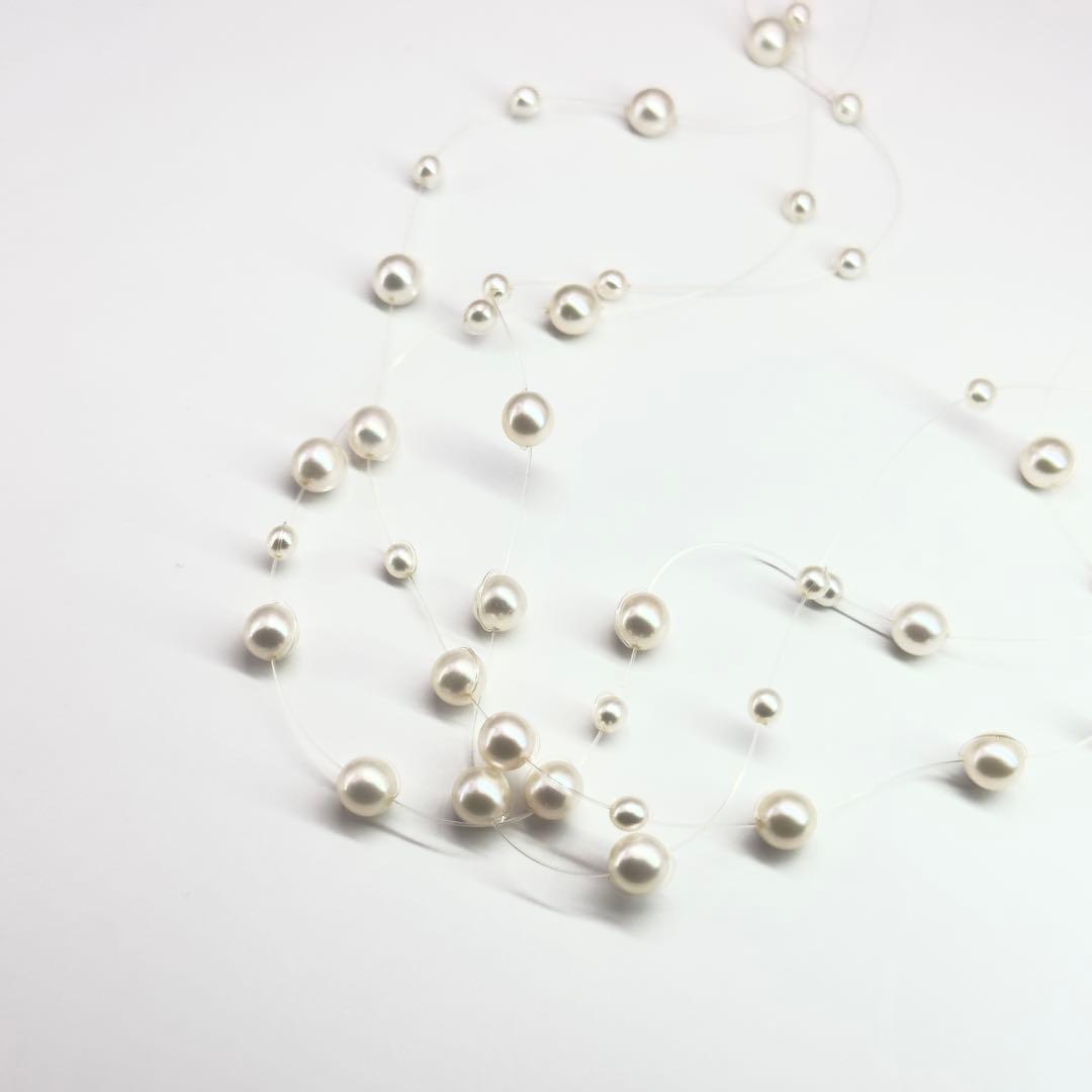 Tasaki K18 pearl necklace triple strand wire design 40cm length with pearls 3.0-5.2mm and box