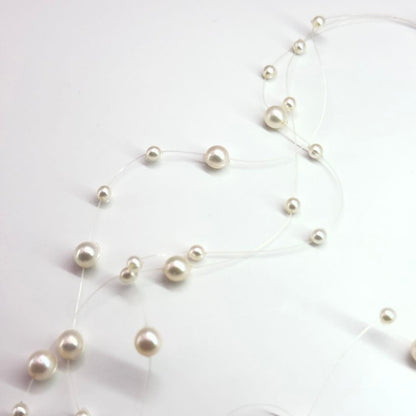 Tasaki K18 pearl necklace triple strand wire design 40cm length with pearls 3.0-5.2mm and box