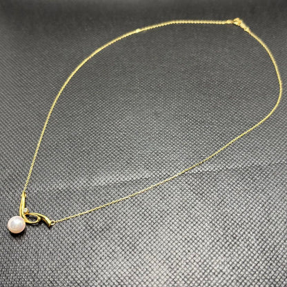 Mikimoto pearl pendant necklace with 7.3mm pearl and diamond on 42cm K18 yellow gold chain