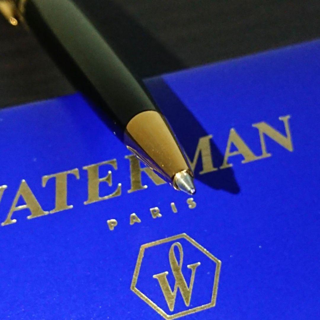 WATERMAN Expert Ballpoint Pen in black with gold trim, 143mm length, shown against white background