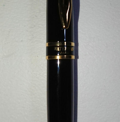 WATERMAN Expert Ballpoint Pen in black with gold trim, 143mm length, shown against white background
