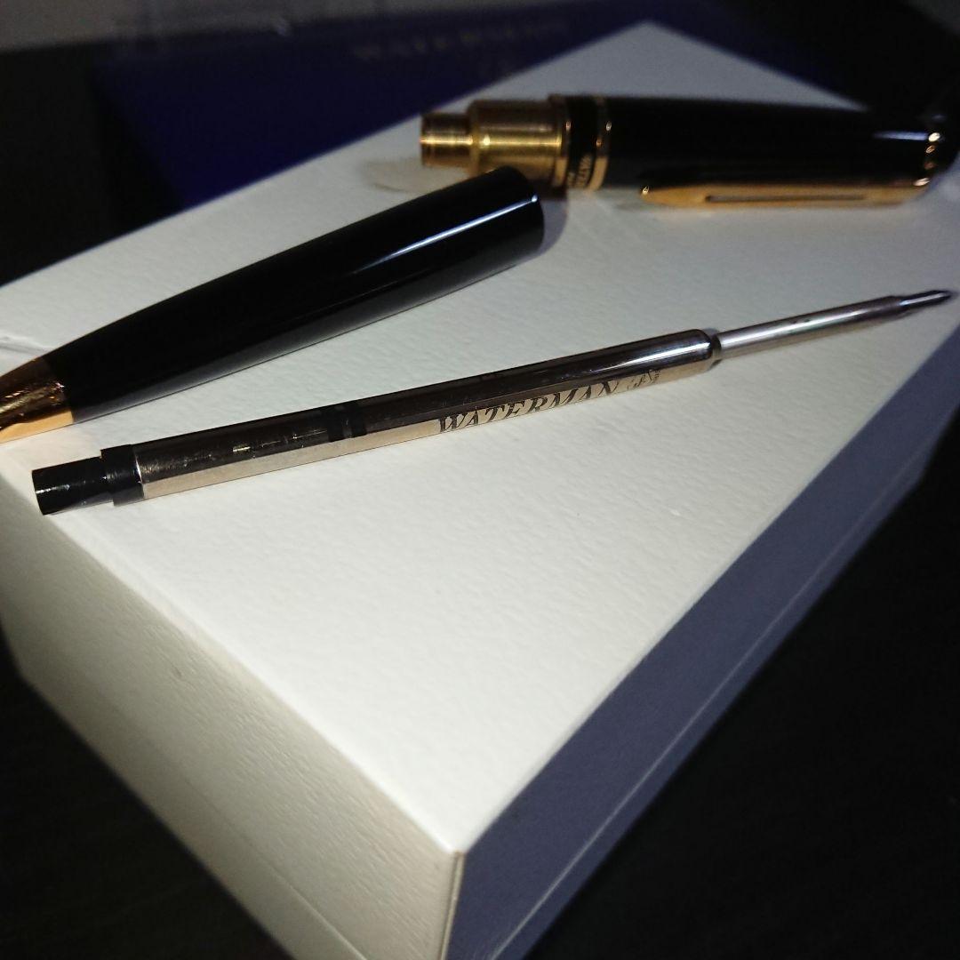 WATERMAN Expert Ballpoint Pen in black with gold trim, 143mm length, shown against white background