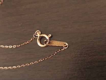 Agete K10 Pink Gold necklace with 3 lined-up diamonds on a 40 cm chain