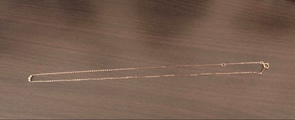 Agete K10 Pink Gold necklace with 3 lined-up diamonds on a 40 cm chain