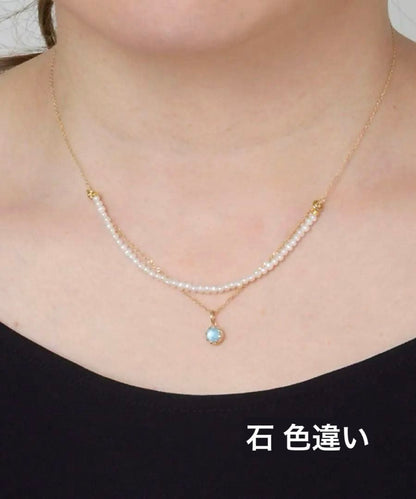 Agete Limited Edition K10 necklace bracelet charm with rose quartz front and white shell back on 40 cm adjustable chain