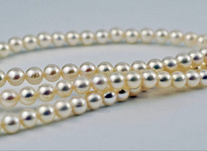 K18 Mikimoto Akoya pearl necklace with round 4.0-4.5mm pearls, 43cm length, displayed on white background