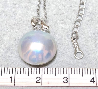 Tasaki Pearl Mabe Pearl necklace with SV925 chain, about 42 centimeters long, pearl top visible