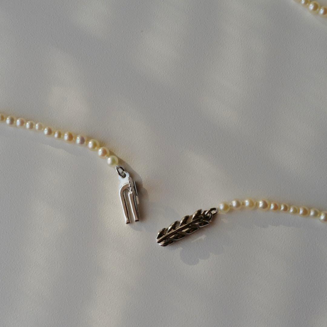 New Akoya pearl necklace with very small 2-3mm ivory pearls and silver clasp, 64.4 inches long