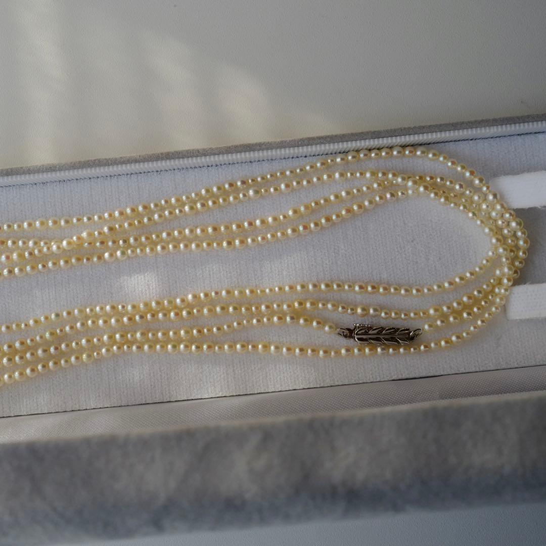 New Akoya pearl necklace with very small 2-3mm ivory pearls and silver clasp, 64.4 inches long
