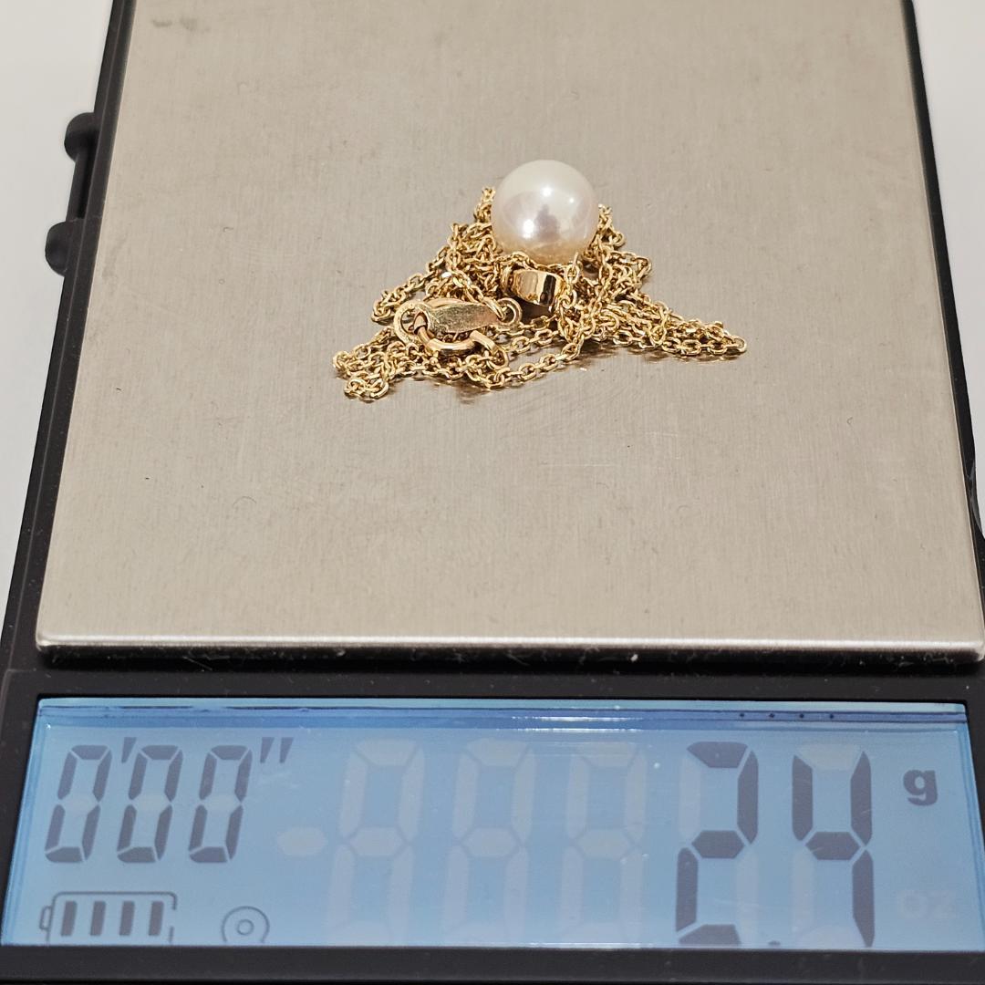 1989 Mikimoto pearl necklace with 8mm pearls on 40cm yellow gold K14YG chain