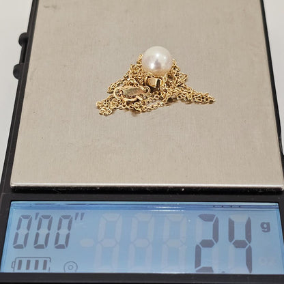1989 Mikimoto pearl necklace with 8mm pearls on 40cm yellow gold K14YG chain