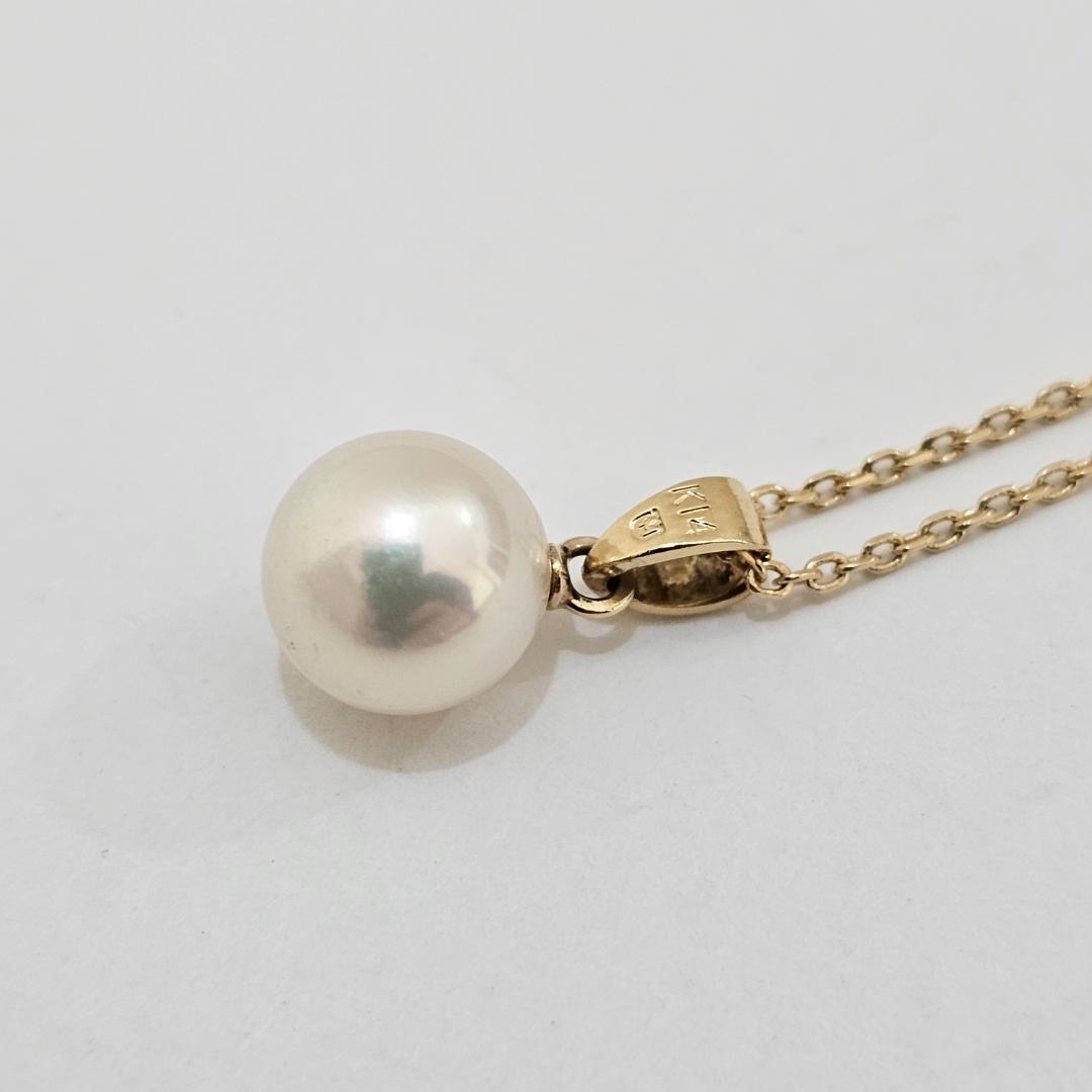 1989 Mikimoto pearl necklace with 8mm pearls on 40cm yellow gold K14YG chain