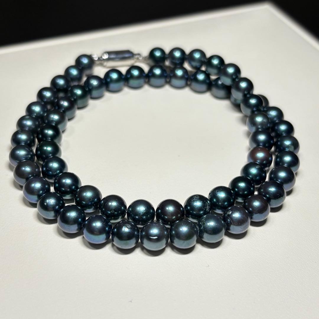 Akoya pearl black necklace featuring 6.5-7mm pearls on a 42cm strand