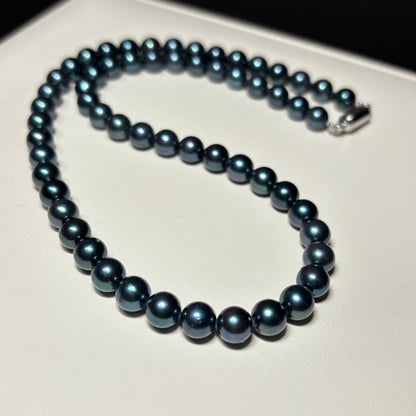 Akoya pearl black necklace featuring 6.5-7mm pearls on a 42cm strand