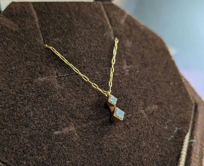 Agete K18 princess cut diamond necklace with 0.15ct diamonds on a 44cm gold chain
