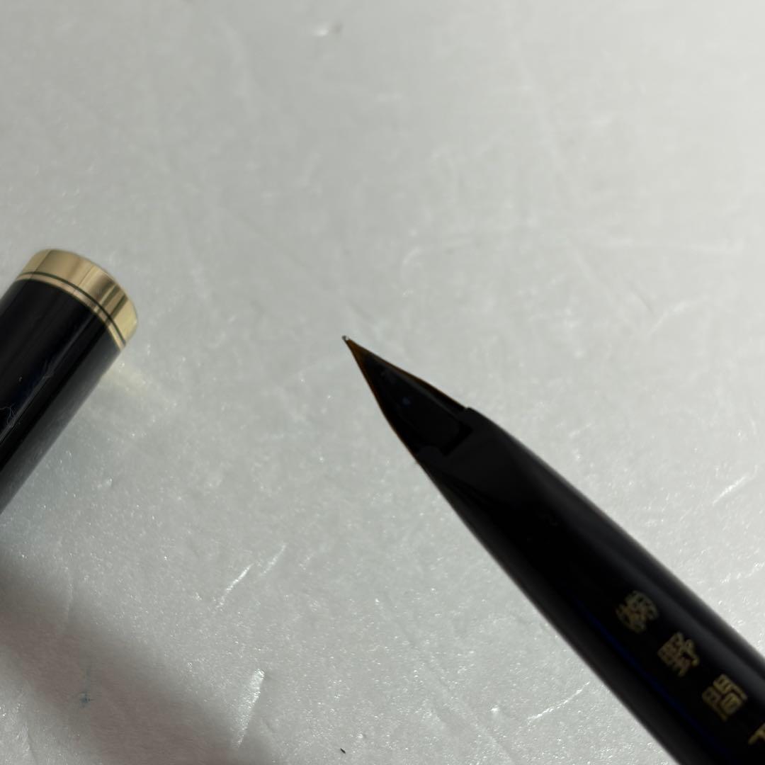 Used Pilot 14K 585 gold fountain pen nib size F with black color, shown close-up