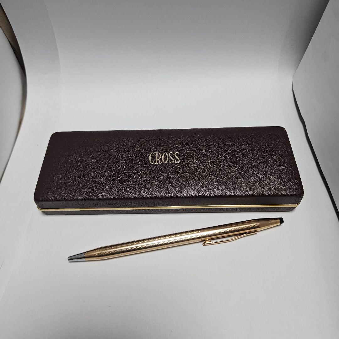 CROSS Classic Century 14K gold filled twist ballpoint pen with old italic logo and box, blue ink, vintage 1980