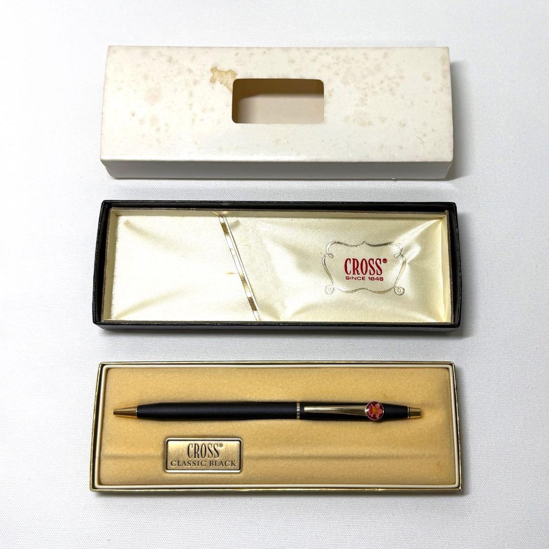 Gokubi Performance CROSS Classic Black ballpoint pen with flower pattern and blue ink in a box