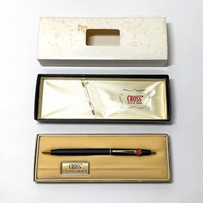 Gokubi Performance CROSS Classic Black ballpoint pen with flower pattern and blue ink in a box