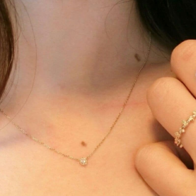Law Rose Cut Diamond Necklace in K10 gold featuring a single 0.02 carat diamond