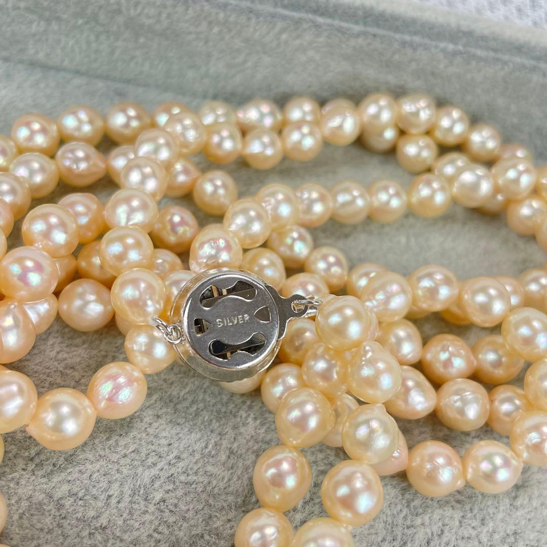Akoya pearl long necklace with 7.0mm-7.2mm pearls and Silva silver pendant clasp