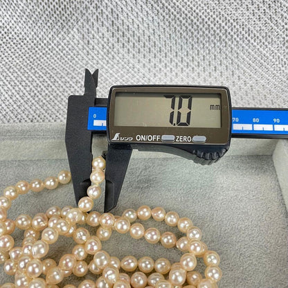 Akoya pearl long necklace with 7.0mm-7.2mm pearls and Silva silver pendant clasp