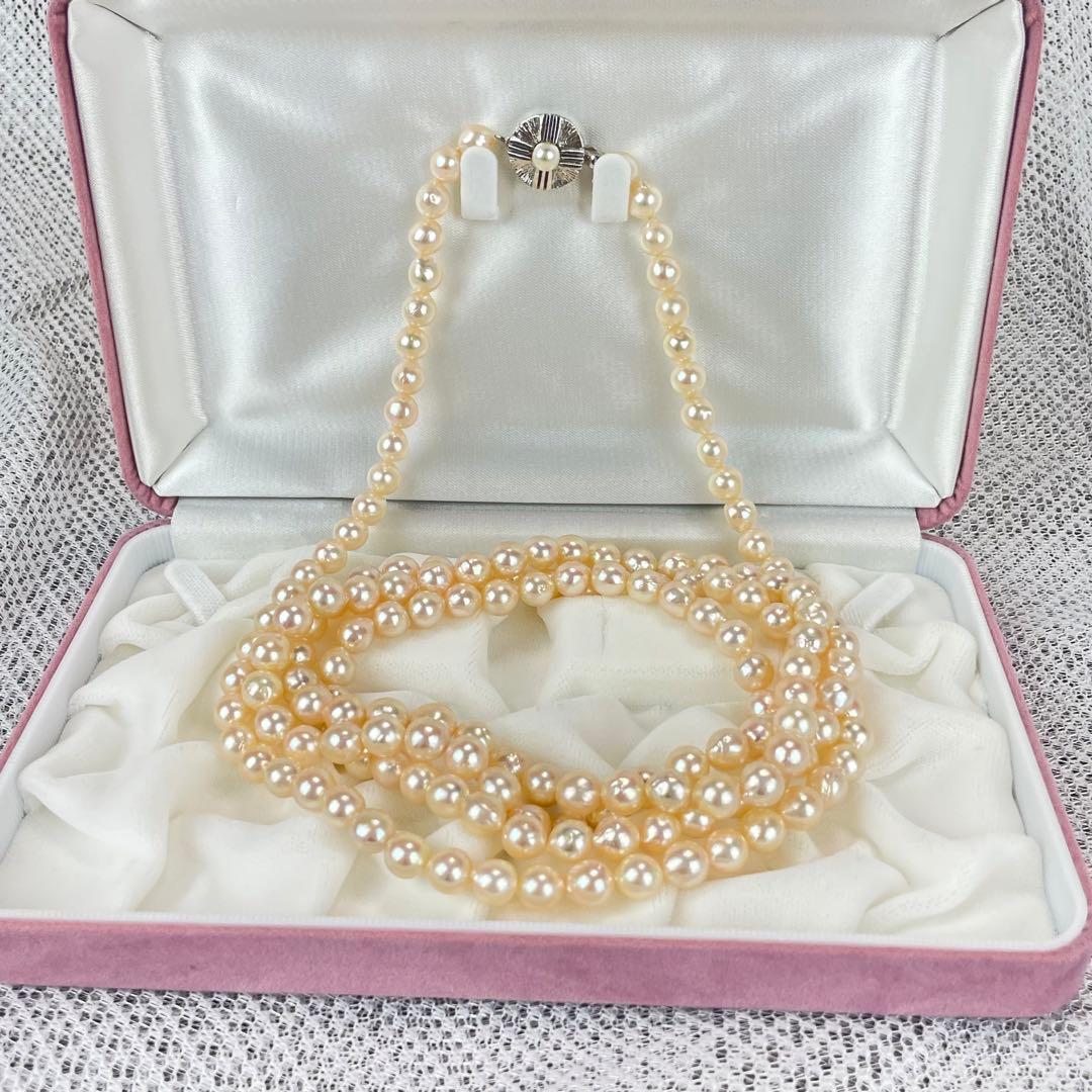 Akoya pearl long necklace with 7.0mm-7.2mm pearls and Silva silver pendant clasp