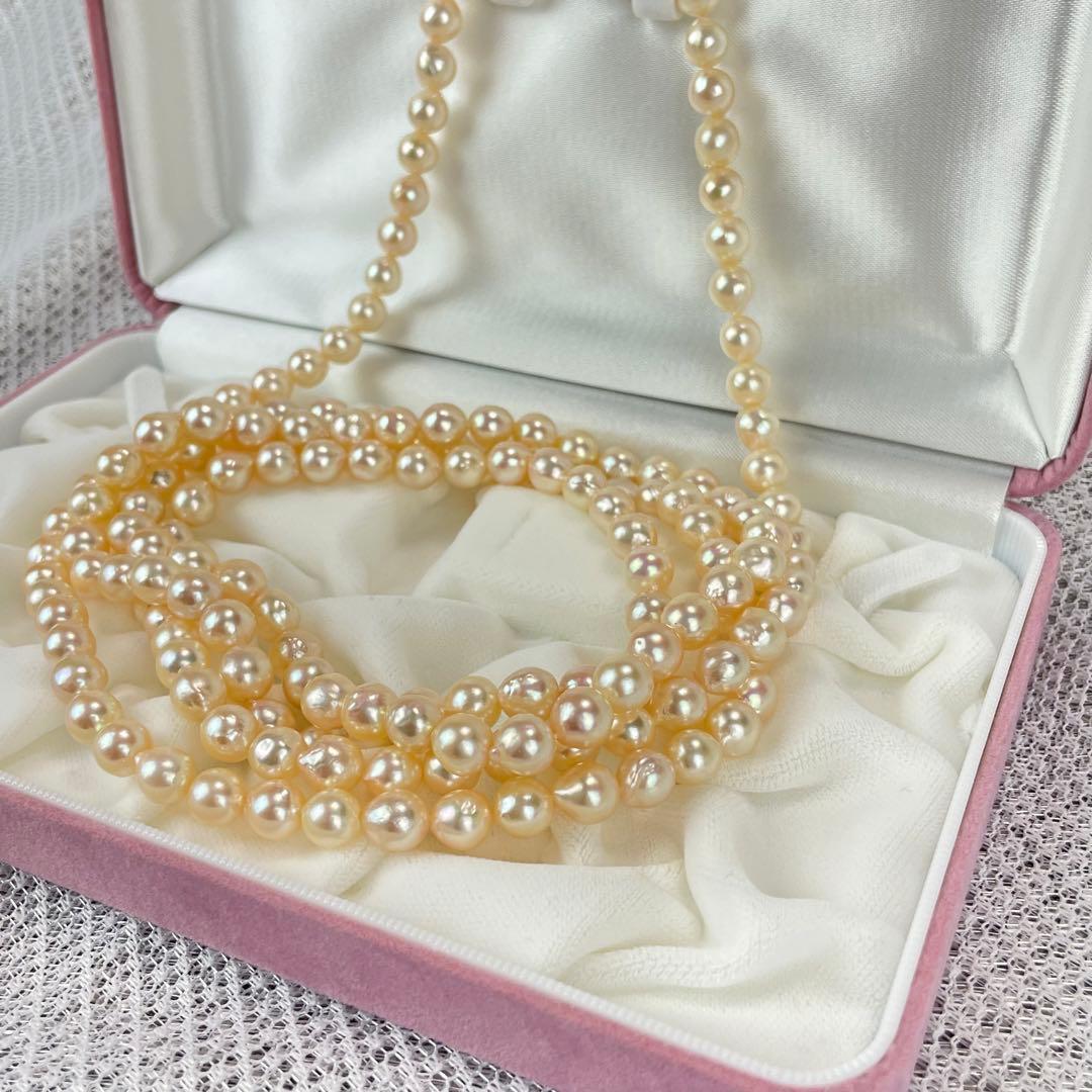Akoya pearl long necklace with 7.0mm-7.2mm pearls and Silva silver pendant clasp