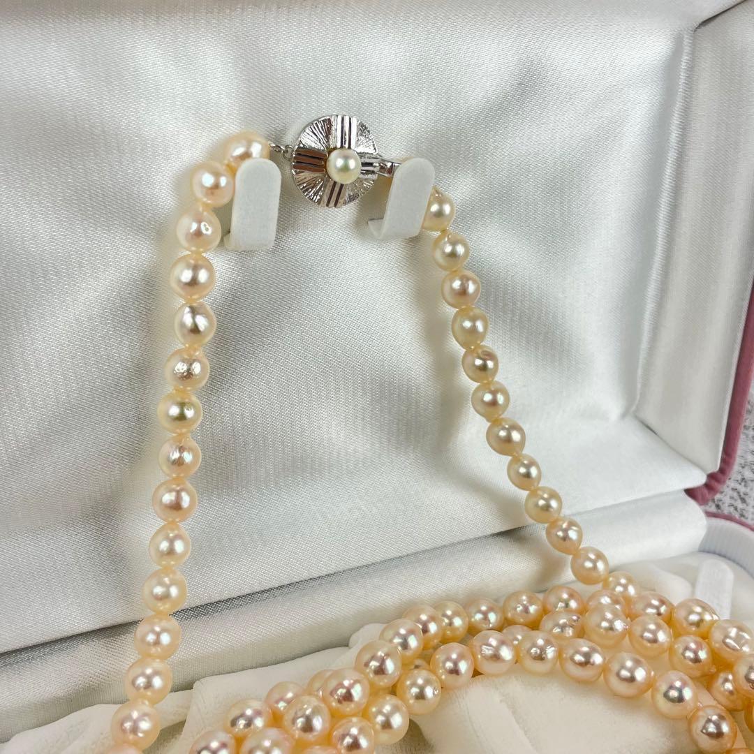 Akoya pearl long necklace with 7.0mm-7.2mm pearls and Silva silver pendant clasp