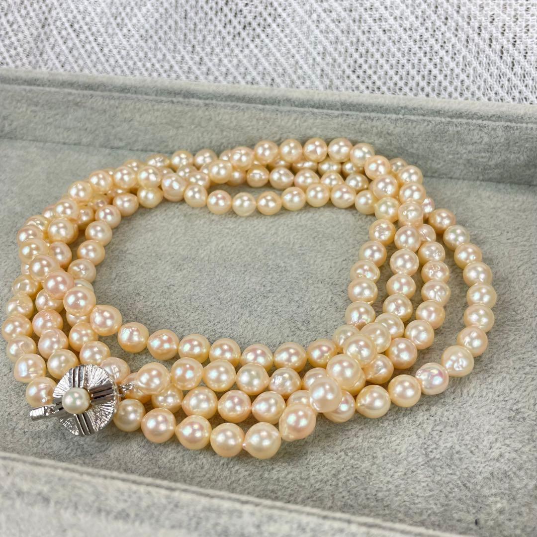 Akoya pearl long necklace with 7.0mm-7.2mm pearls and Silva silver pendant clasp