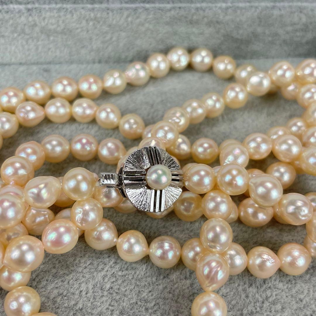 Akoya pearl long necklace with 7.0mm-7.2mm pearls and Silva silver pendant clasp