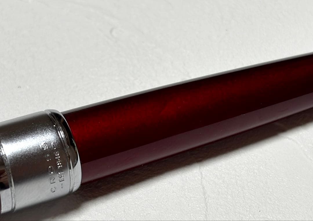 Cross Apogee ballpoint pen in bordeaux color with stretchable clip and push-style mechanism