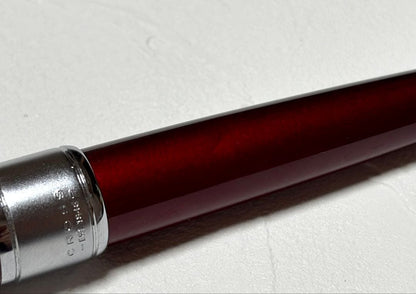 Cross Apogee ballpoint pen in bordeaux color with stretchable clip and push-style mechanism
