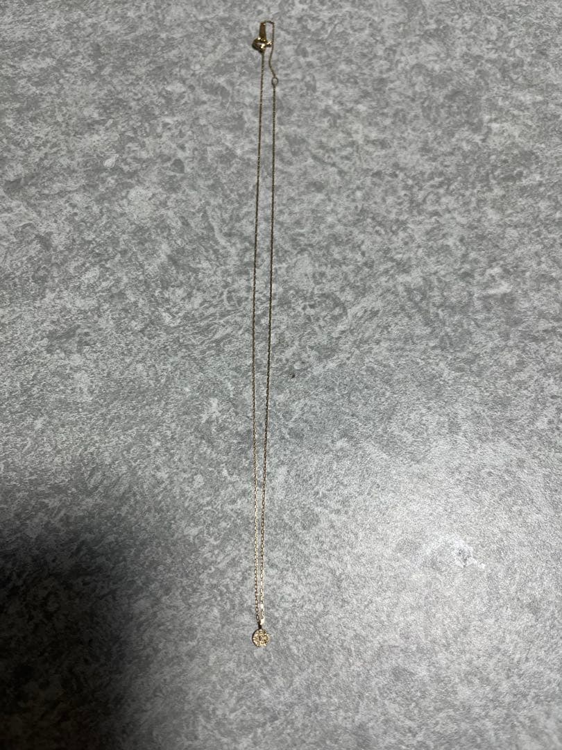 agete K10 Gold Diamond Necklace with adjustable length and small diamond pendant